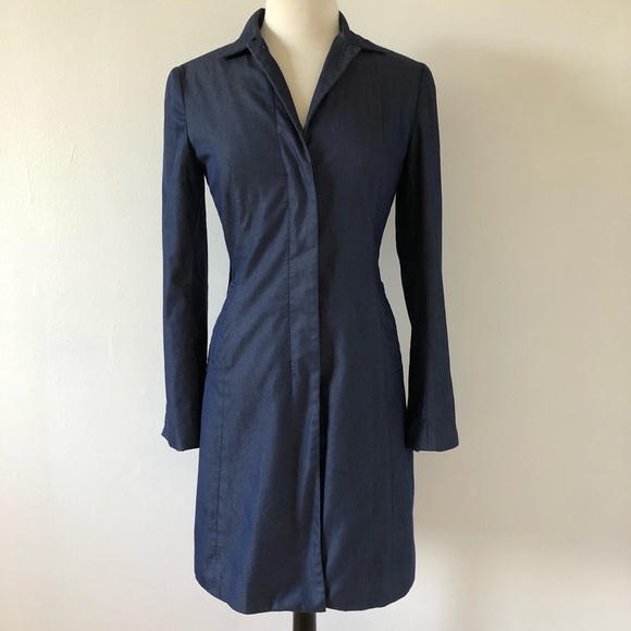 BCBGMaxAzria Jackets & Blazers - BCBG Maxazria Long Coat Denim Look Size 6